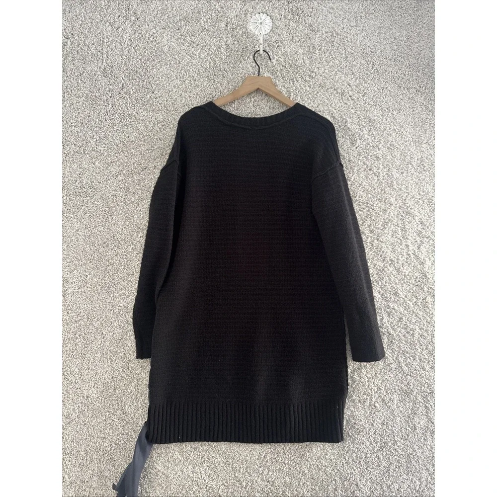 Free People Tunic‎ Sweater Womens Small Black Heart It Laces V Neck Side Tie